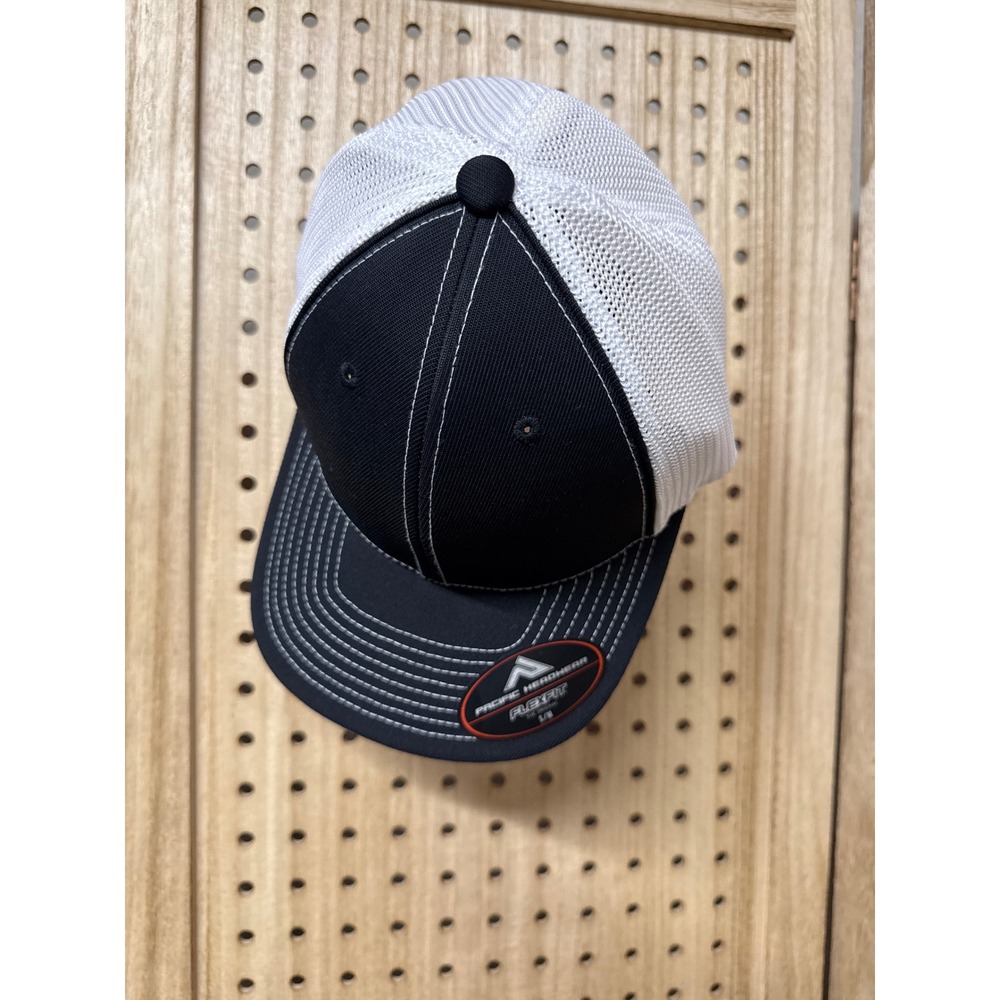 Pacific Headwear Pro Model trucker cap black white mesh flexfit size SM MED